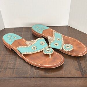 Jack Rogers Women's Aqua and Tan Sandals